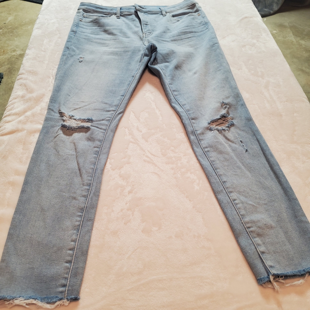 Express Light Blue Distressed Jeans for Women